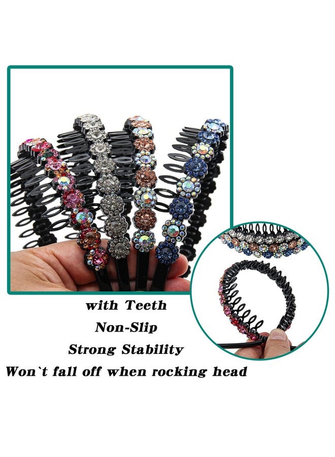 Yeshan Teeth Comb Headbands For Women With Rhinestone And Crystal Beaded Plastic Hairbandpack Of 4 - Image 2