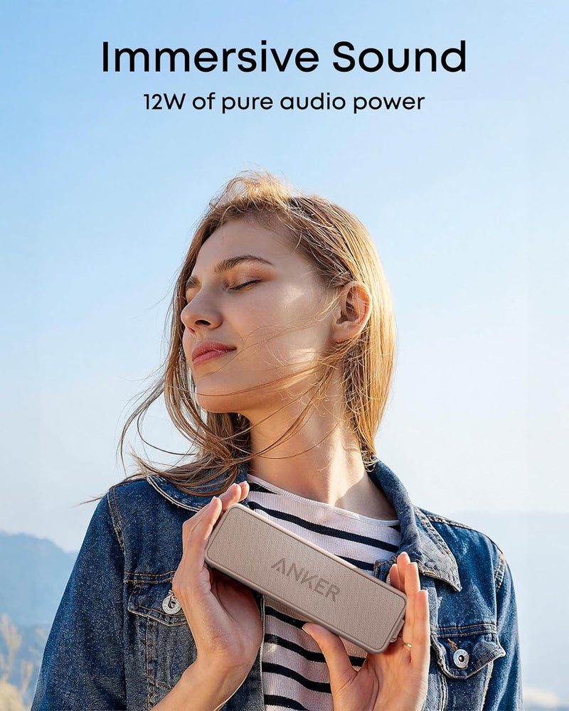 أنكر مكبر صوت بلوتوث محمول Anker Soundcore 2 مع صوت ستيريو بقوة 12 واط، تعزيز الصوت الجهير، مقاوم للماء IPX7، تشغيل لمدة 24 ساعة، إقران ستيريو لاسلكي، مكبر صو�� للمنزل، في الهواء الطلق، والسفر - Image 5