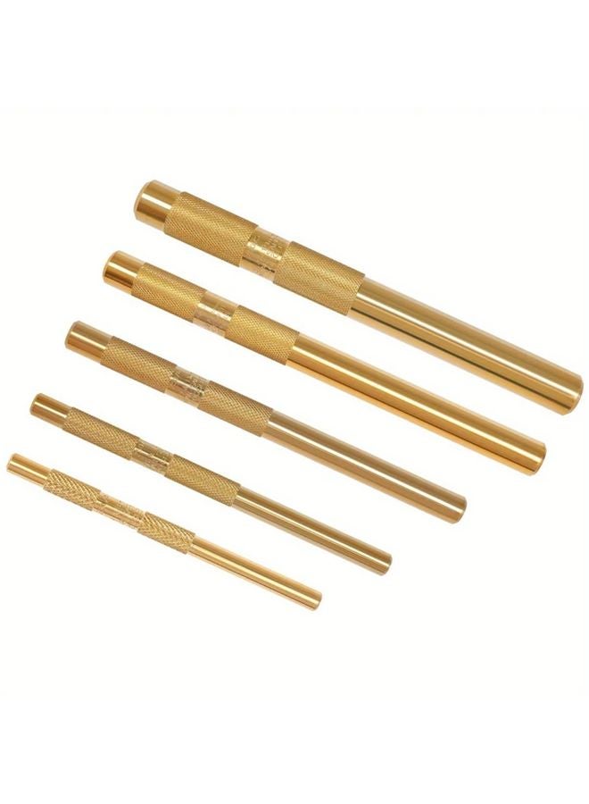5Pcs Brass Drift Punch Tool Set 1 4 3 8 1 2 5 8 3 4 Inch - Image 1