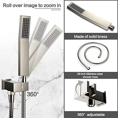 Dlvsoby Rain Shower System 12 inch Shower Faucet Set with Tub Spout,Bathroom Wall Mounted Waterfall Shower Head Faucet Sets Complete with Handheld Spray,Rough-in Valve Body and Trim kit,Brushed Nickel - Image 5