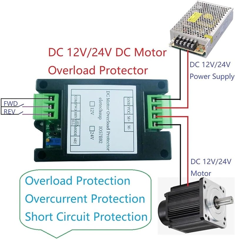 12V 24V DC 10A 20A 30A Brushed Motor Controller with Shell Overload Overcurrent Short Circuit Protection Forward Reverse - Image 4