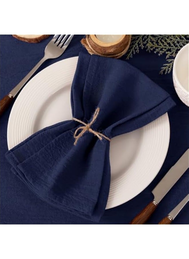 Linen Napkins Dark Navy Blue  Spring Cloth Napkins Bulk Washable Cotton Napkins Set of 6 17x17 for Wedding Party Bridal Baby Shower Birthday Table Decorations - Image 1