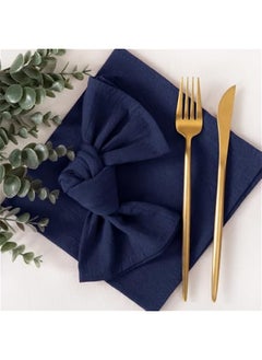Generic Linen Napkins Dark Navy Blue  Spring Cloth Napkins Bulk Washable Cotton Napkins Set of 6 17x17 for Wedding Party Bridal Baby Shower Birthday Table Decorations  - Image 2