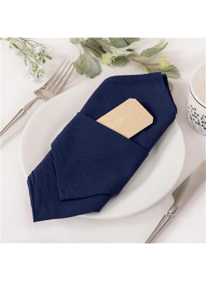 Linen Napkins Dark Navy Blue  Spring Cloth Napkins Bulk Washable Cotton Napkins Set of 6 17x17 for Wedding Party Bridal Baby Shower Birthday Table Decorations - Image 3