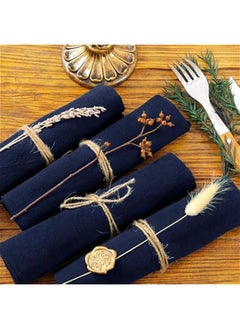 Generic Linen Napkins Dark Navy Blue  Spring Cloth Napkins Bulk Washable Cotton Napkins Set of 6 17x17 for Wedding Party Bridal Baby Shower Birthday Table Decorations  - Image 4