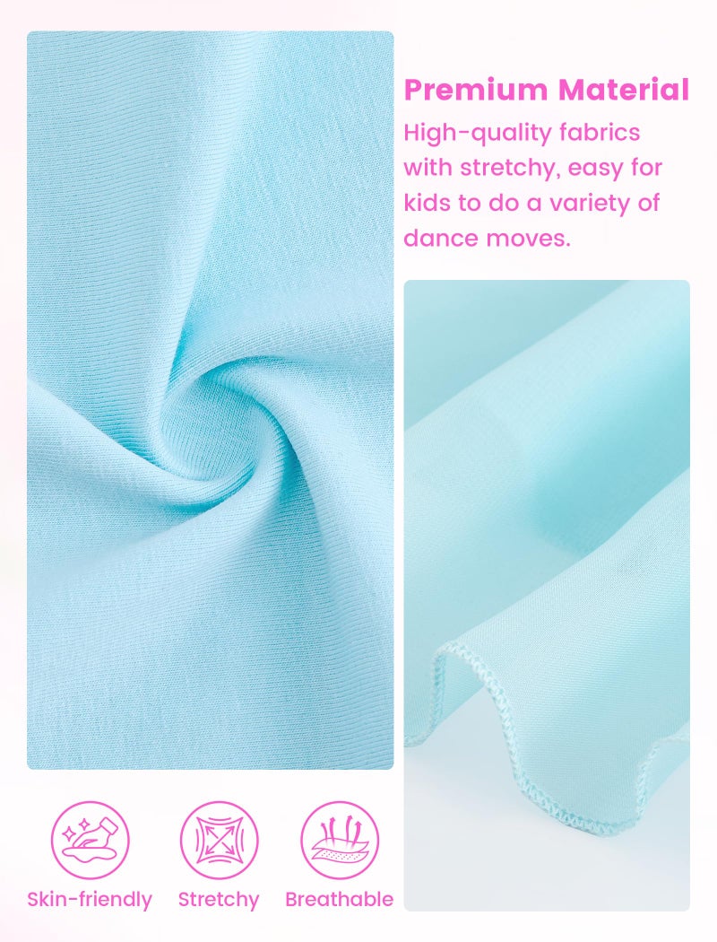 Gogokids Girls Ballet Leotards Toddler Shoulder Strap Dance Dress Outfit with Removable Skirt Combo 8-9 Years Blue - Image 5