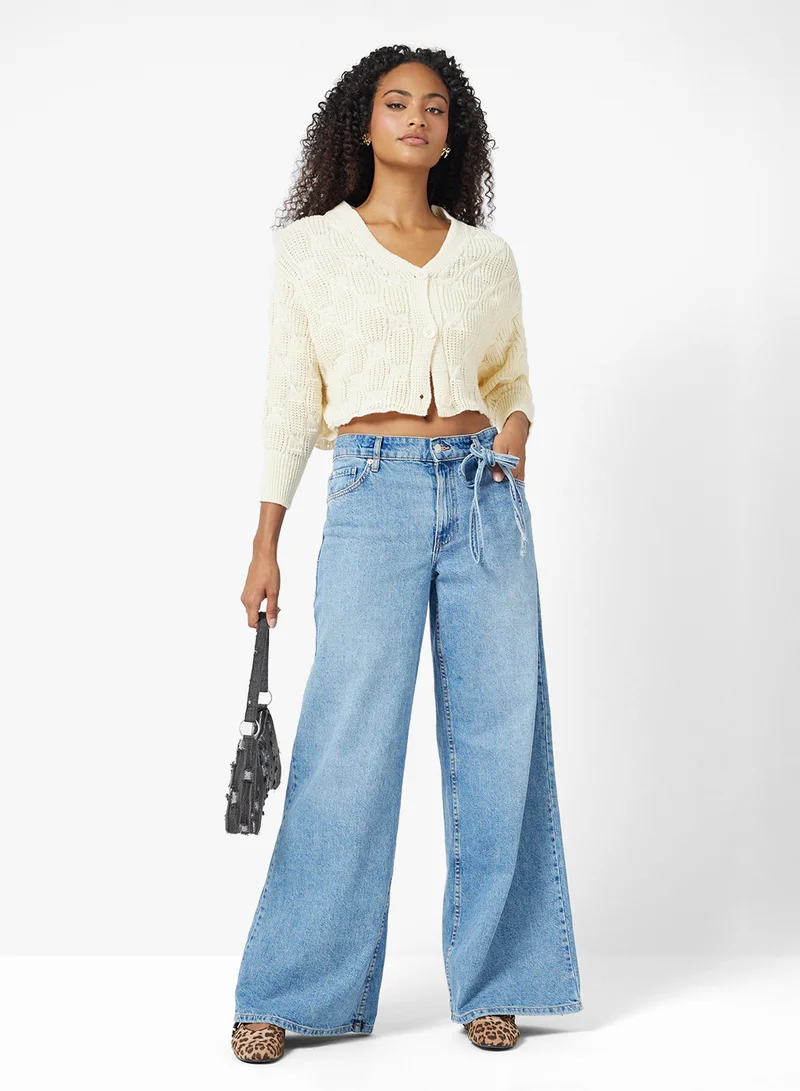 جينجر Chunky Cable Knit Cardigan