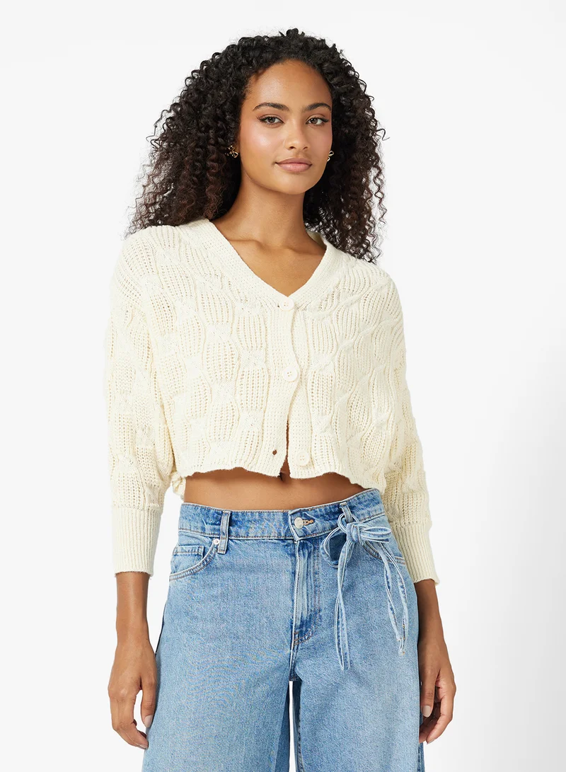 جينجر Chunky Cable Knit Cardigan