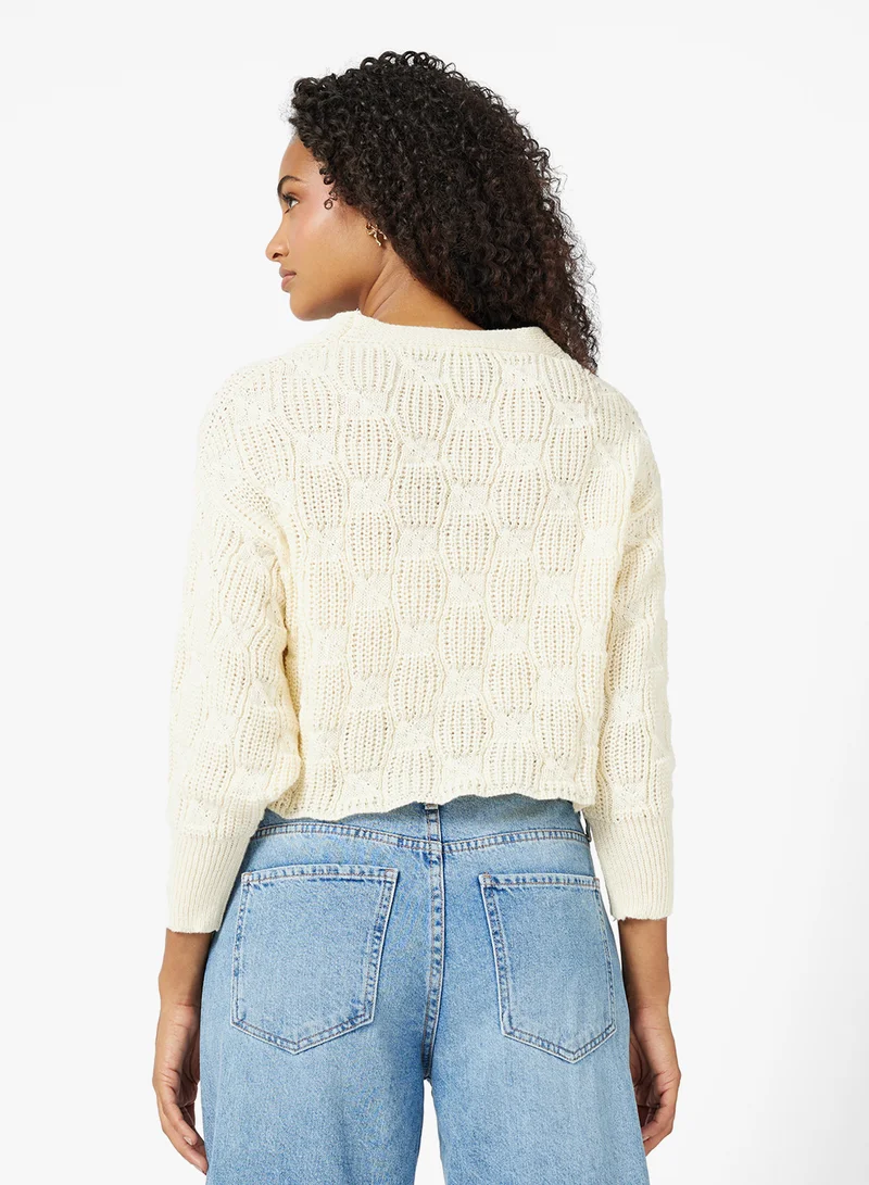جينجر Chunky Cable Knit Cardigan