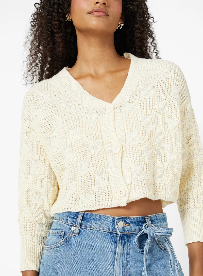 جينجر Chunky Cable Knit Cardigan