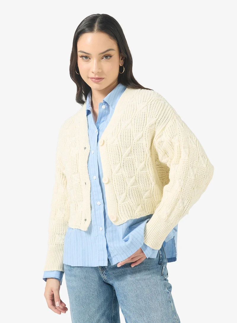 Ginger Chunky Cable Knit Cardigan