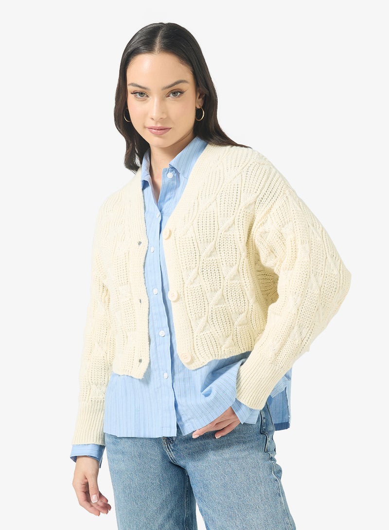 Ginger Chunky Cable Knit Cardigan - Image 1