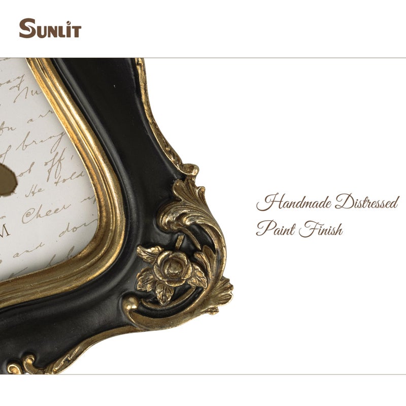 Sunlit Vintage Picture Frame 4x6 Inch  Luxury Antique Photo Frames with Glass Front  Photo Display  Tabletop Wall Hanging  Gift Ideas  Black and Gold - Image 4