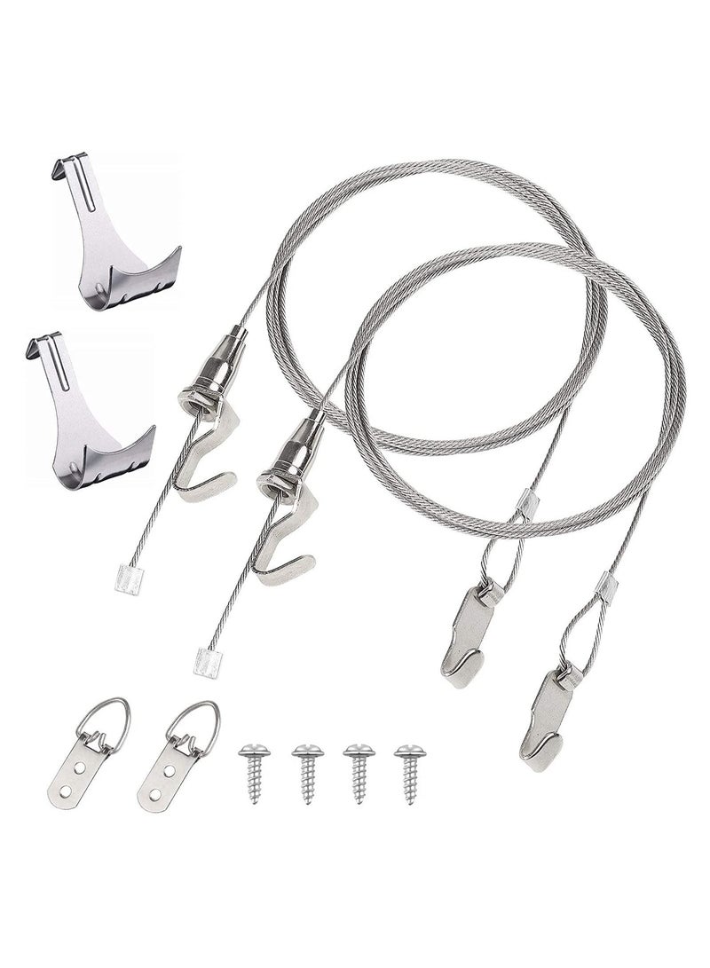 KASTWAVE 2 Packs Adjustable Picture Hanging Wire kit 2m with Hooks,Heavy Duty Stainless Steel Wire Rope for Hanging Mirror, Picture Frames,Light,lamp, Hold Up to 40 kg - Image 1