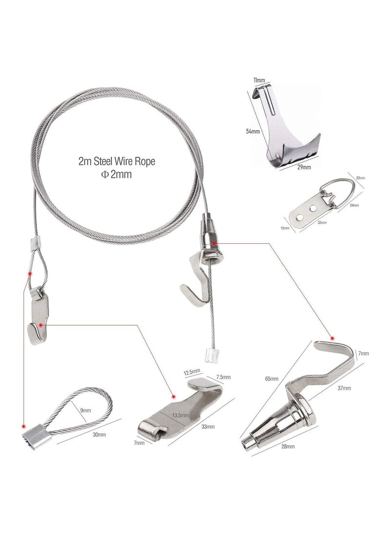 KASTWAVE 2 Packs Adjustable Picture Hanging Wire kit 2m with Hooks,Heavy Duty Stainless Steel Wire Rope for Hanging Mirror, Picture Frames,Light,lamp, Hold Up to 40 kg - Image 2