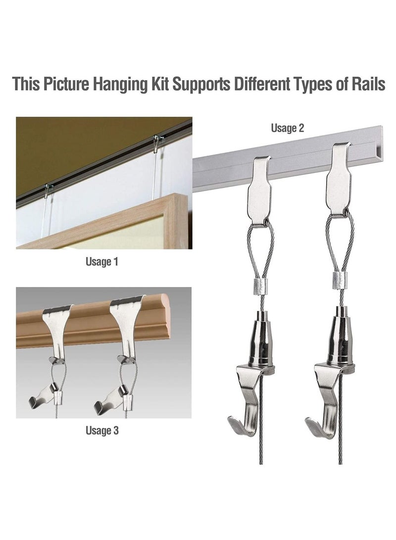 KASTWAVE 2 Packs Adjustable Picture Hanging Wire kit 2m with Hooks,Heavy Duty Stainless Steel Wire Rope for Hanging Mirror, Picture Frames,Light,lamp, Hold Up to 40 kg - Image 4