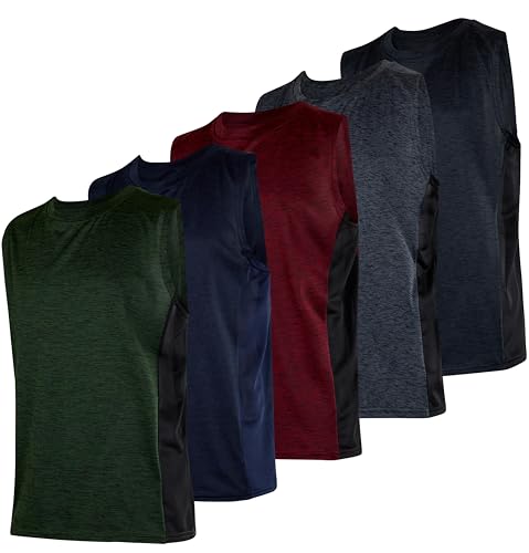 REALESSENTIALS Real Essentials 5 Pack Boys DryFit Active Athletic Performance Tank Top Set 4L1214 - Image 1