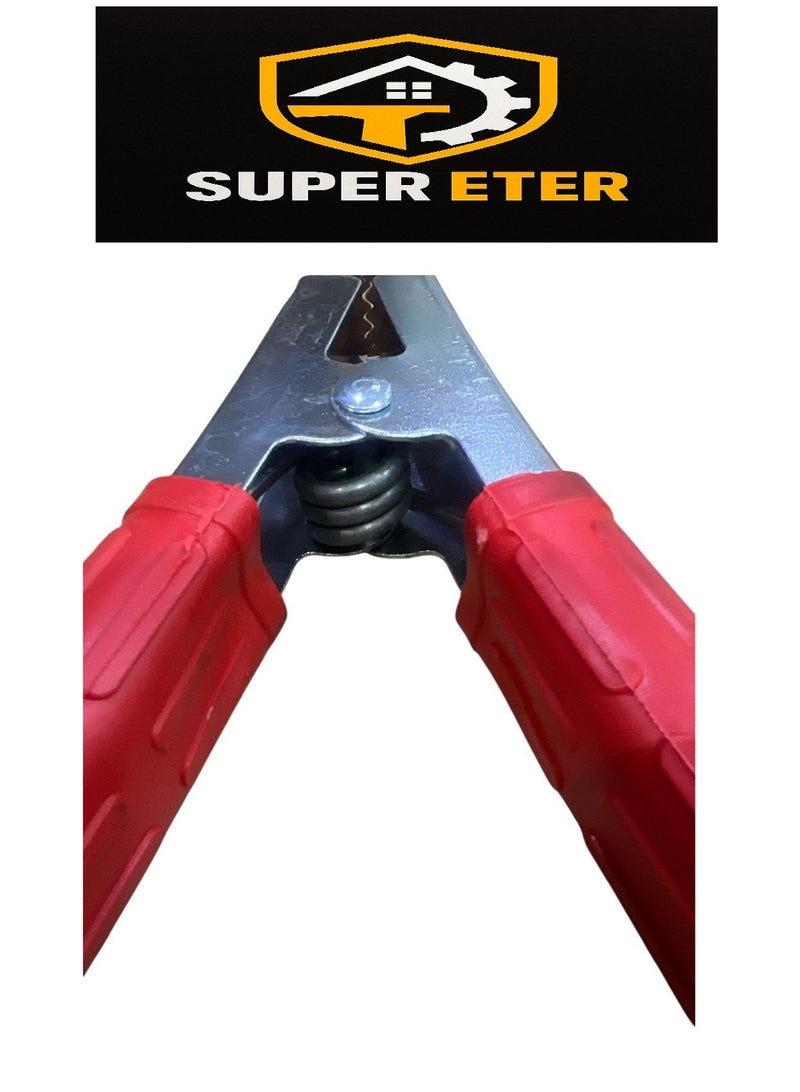 سوبر  ايتير طقم مشابك بطارية SUPER ETER بقطبين الموجب (الأحمر) والسالب (الأسود) نوعية ممتازة وثقيلة رأس اشتراك بطارية تمساح احترافي نحاس عالي التوصيل لشحن بطاريات السيارات والأجهزة الكهربائية موديل 10005387 - Image 3
