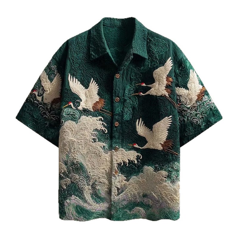 Men's Retro Ethnic Print Long Sleeve Shirt - Image 1