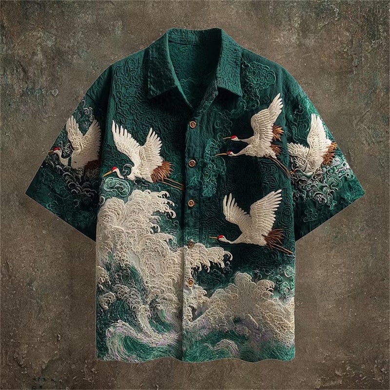 Men's Retro Ethnic Print Long Sleeve Shirt - Image 2