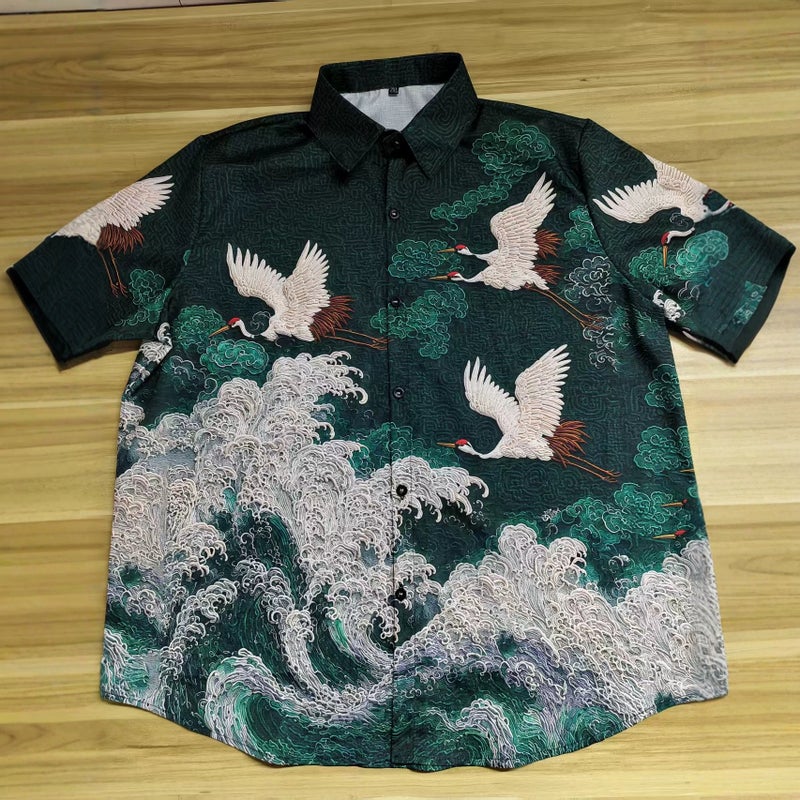 Men's Retro Ethnic Print Long Sleeve Shirt - Image 3