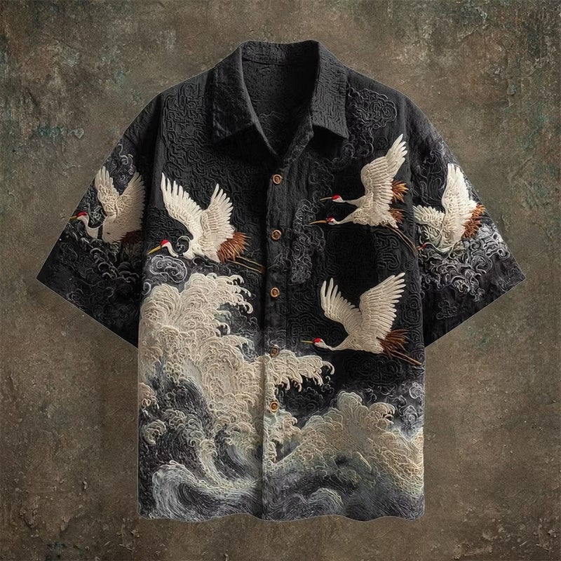 Men's Retro Ethnic Print Long Sleeve Shirt - Image 5