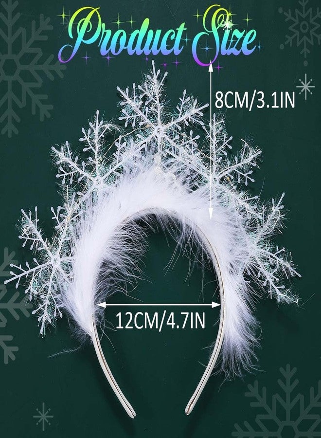 GORTIN Snowflakes Light Up Headband White LED Christmas Headband Xmas Headpiece Glowing Holiday Party Hair Accessories for Women - Image 4