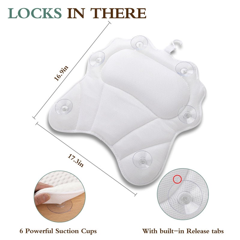 RUVINCE Bath Pillow RUVINCE Ergonomic Luxury Bathtub Pillow with Head,Neck, Shoulder and Back Support, 4D Bath Pillows for tub with 6 Powerful Suction Cups, Fits All Bathtub - Image 3