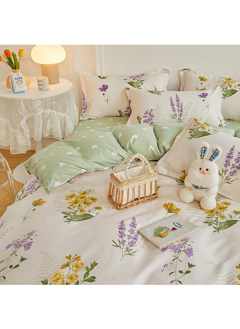 Sharpdo 4-Piece Bed Sheet Set Comforter Set Luxurious Cotton and Soft Microfiber with 1 Duvet/Quilt Cover And 1 Flat sheet And 2 Pillowcases King 2.0m Bed (200*230cm)  - Image 4