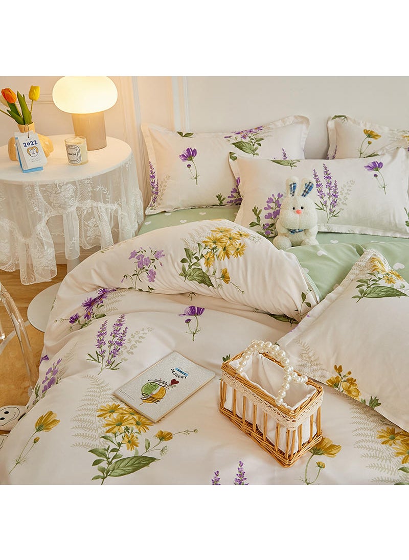 Sharpdo 4-Piece Bed Sheet Set Comforter Set Luxurious Cotton and Soft Microfiber with 1 Duvet/Quilt Cover And 1 Flat sheet And 2 Pillowcases King 2.0m Bed (200*230cm)  - Image 3