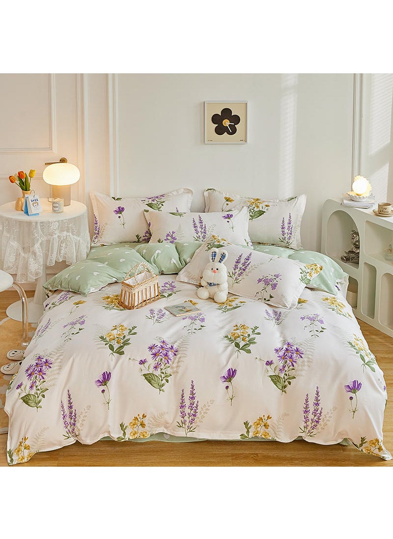 Sharpdo 4-Piece Bed Sheet Set Comforter Set Luxurious Cotton and Soft Microfiber with 1 Duvet/Quilt Cover And 1 Flat sheet And 2 Pillowcases King 2.0m Bed (200*230cm)  - Image 2