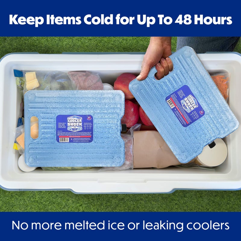 Cooler Shock Ice Packs for Cooler - 2 Reusable, Long Lasting, Cold Freezer Packs for Coolers, Lunch Bags & Totes to Keep Food Fresh - Clear - Image 2