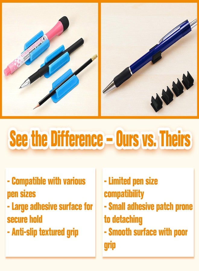 KH866 New Pencil Desk Holder for Grips Adhesive Student Classroom Pen Clip Wall Silicone Car Set of 10 Sticky Pads for Any Surface 2025 Marker School Teacher Supplies and Office Accessories Clipboard, Blue - Image 4