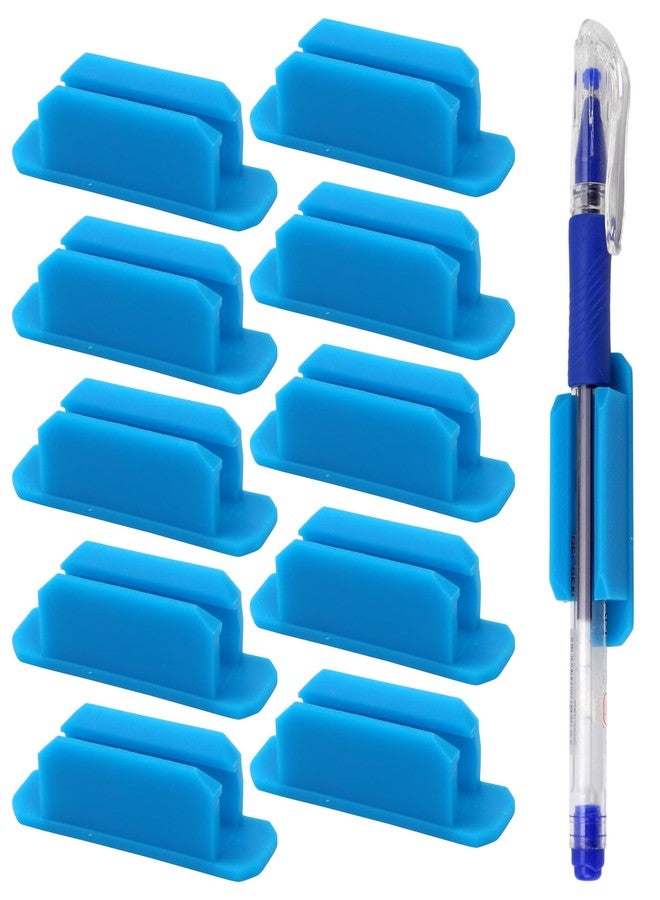 KH866 New Pencil Desk Holder for Grips Adhesive Student Classroom Pen Clip Wall Silicone Car Set of 10 Sticky Pads for Any Surface 2025 Marker School Teacher Supplies and Office Accessories Clipboard, Blue - Image 1
