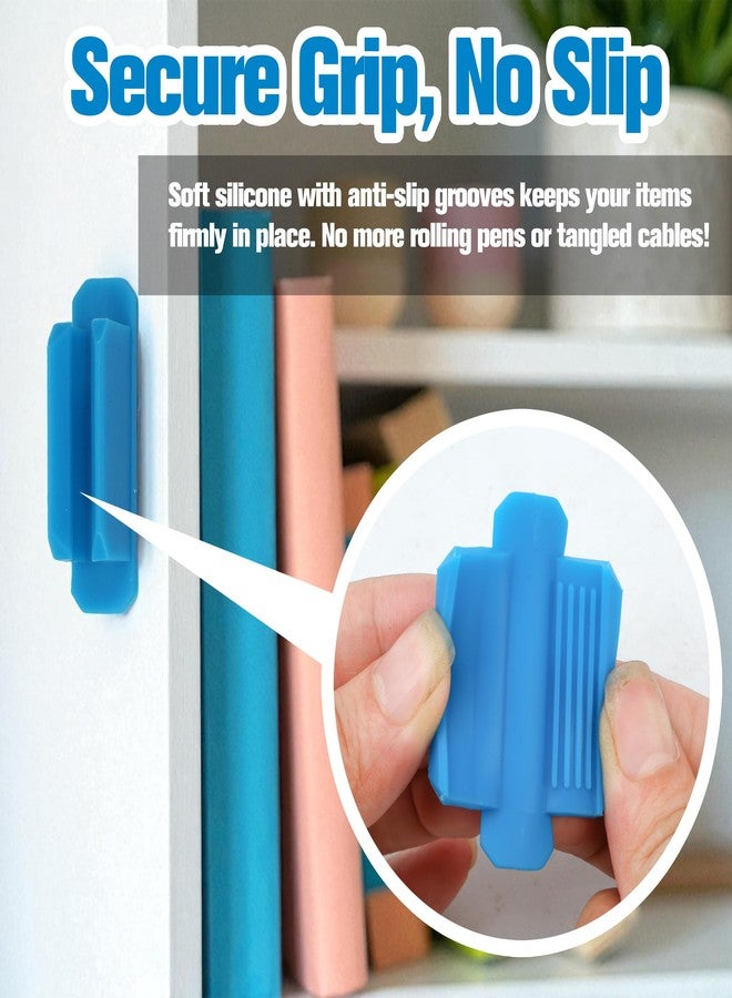 KH866 New Pencil Desk Holder for Grips Adhesive Student Classroom Pen Clip Wall Silicone Car Set of 10 Sticky Pads for Any Surface 2025 Marker School Teacher Supplies and Office Accessories Clipboard, Blue - Image 5