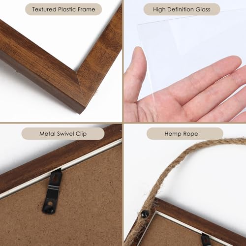 QUTREY 5x7 Collage Picture Frames, 6 Openings Hanging Photo Frame Set Display Vertical 5 by 7 inch Pictures for Wall Decor, Rustic Walnut Brown, 2 Pack - Image 3