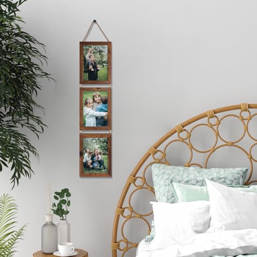 QUTREY 5x7 Collage Picture Frames, 6 Openings Hanging Photo Frame Set Display Vertical 5 by 7 inch Pictures for Wall Decor, Rustic Walnut Brown, 2 Pack - Image 5