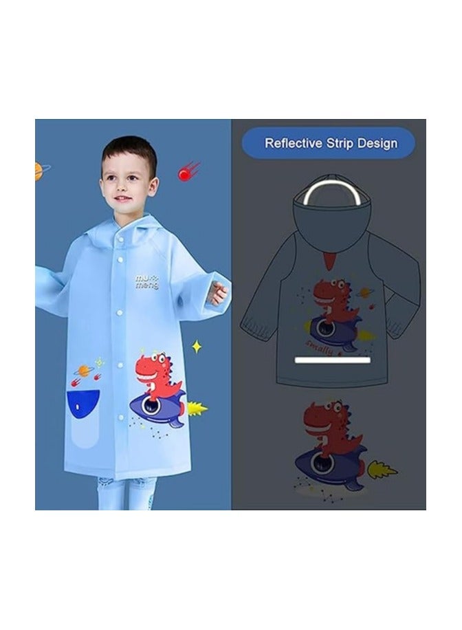 “معطف مطري للأطفال، بونيه محمول مع غطاء للرأس، معطف مطري بطبعة حيوانات لطيفة ومضحكة للأطفال، معطف مطري قابل لإعادة الاستخدام مع حقيبة تخزين، معطف مطري مقاوم للماء للاستخدام الخارجي” - Image 2