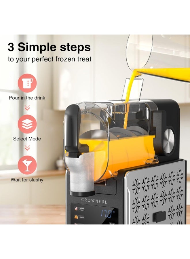 Crownful Slushie Machine, Slushy Maker for Home, 3L Large Capacity Ice-Free Frozen Drink Maker, with Touch Screen, 6 Presets for Soft Ice Cream, Frappe, Milkshake & Frozen Juice, Easy Clean - Image 2