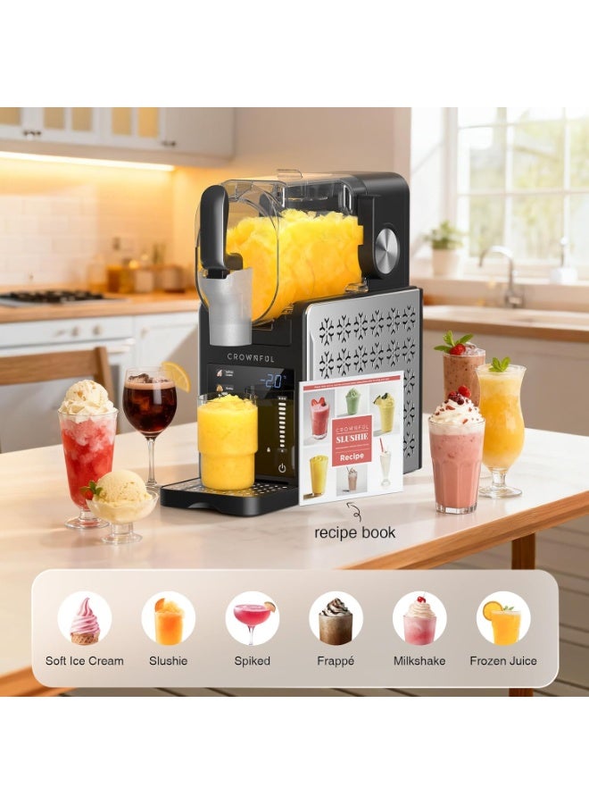 Crownful Slushie Machine, Slushy Maker for Home, 3L Large Capacity Ice-Free Frozen Drink Maker, with Touch Screen, 6 Presets for Soft Ice Cream, Frappe, Milkshake & Frozen Juice, Easy Clean - Image 3