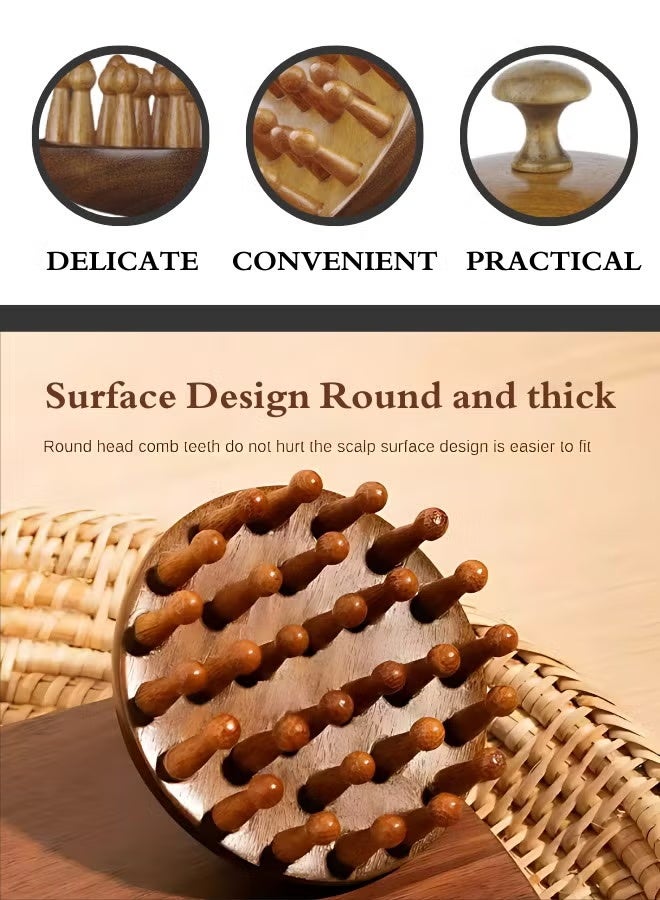 Wood Scalp Massage Comb Handheld Hair Massager Massage Tool for Body Relief - Image 3