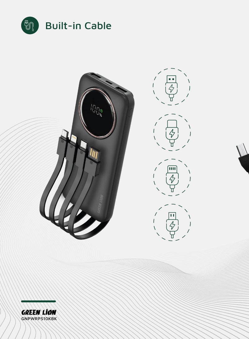 GREEN LION Power Pulse 10000 mAh Powerbank PD 22.5W /10000mAh Power Bank Digital Display / Built-in Cable / ABS + PC Material / Multiple Protection / 6 Outputs with Dual Input - Black - Image 5