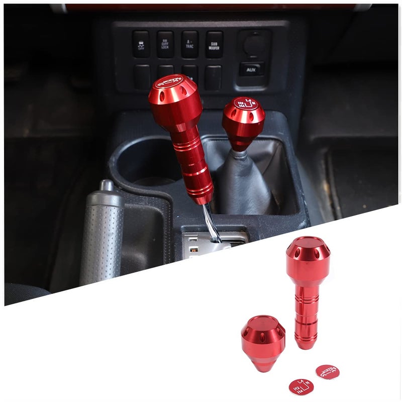 Fgtagtal Compatible with Toyota FJ Cruiser 20072021 Car Gear Shifter Head Replacement Aluminum Alloy Shifter Shift Button Knob Replacement Kit Red