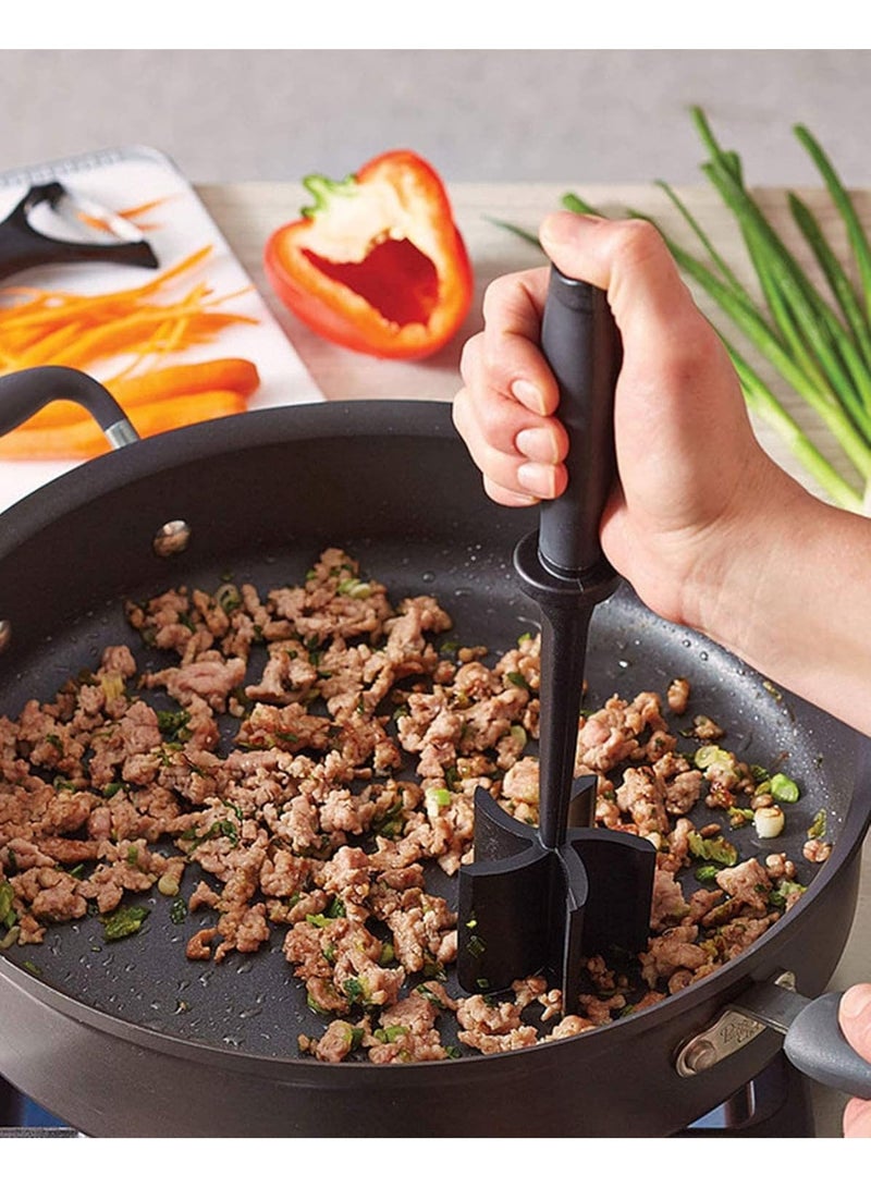 VKL 2 Pack Meat Chopper, Heat Resistant Meat Masher for Ground Beef, Hamburger Nylon Hamburger Meat Smasher Beef Chopper, Mix and Chop Kitchen Tool and Meat Browning Utensil - Image 5