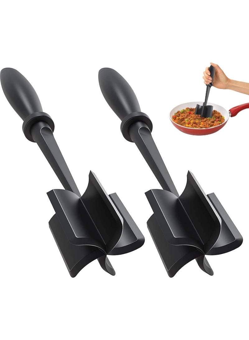 VKL 2 Pack Meat Chopper, Heat Resistant Meat Masher for Ground Beef, Hamburger Nylon Hamburger Meat Smasher Beef Chopper, Mix and Chop Kitchen Tool and Meat Browning Utensil - Image 1
