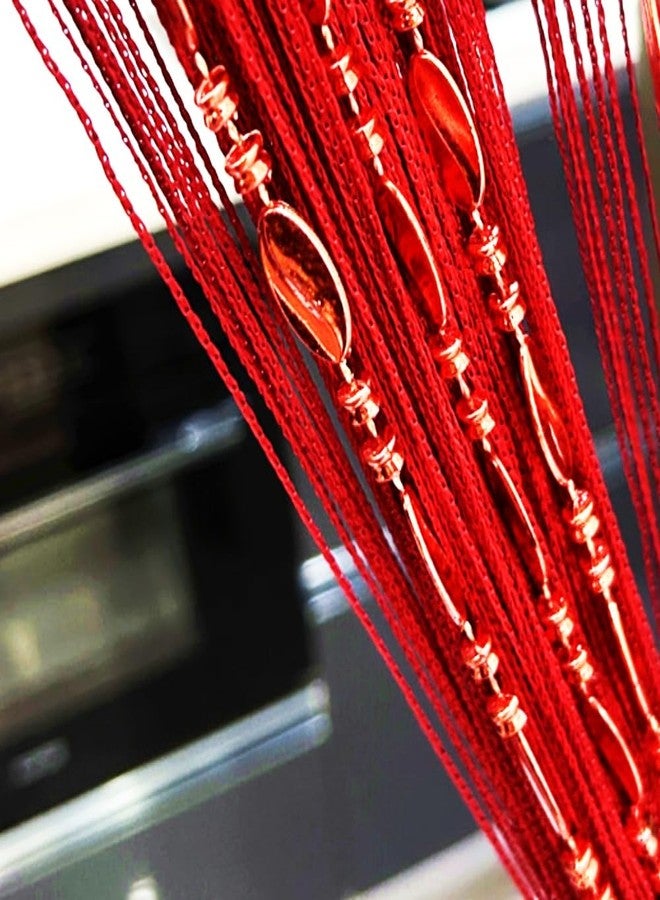ave split 100cmX200cm Decorative Door String Curtain Beads Wall Panel Fringe Window Room Divider Blind for Wedding Coffee House Restaurant Parts Door Divider Beads Tassel Screen Decoration (red25) - Image 1