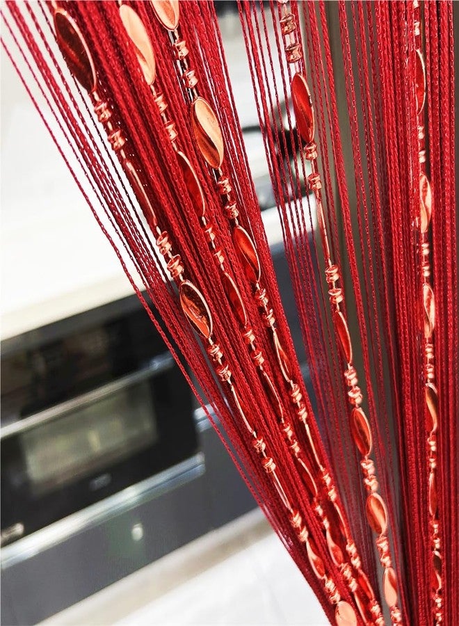 ave split 100cmX200cm Decorative Door String Curtain Beads Wall Panel Fringe Window Room Divider Blind for Wedding Coffee House Restaurant Parts Door Divider Beads Tassel Screen Decoration (red25) - Image 2