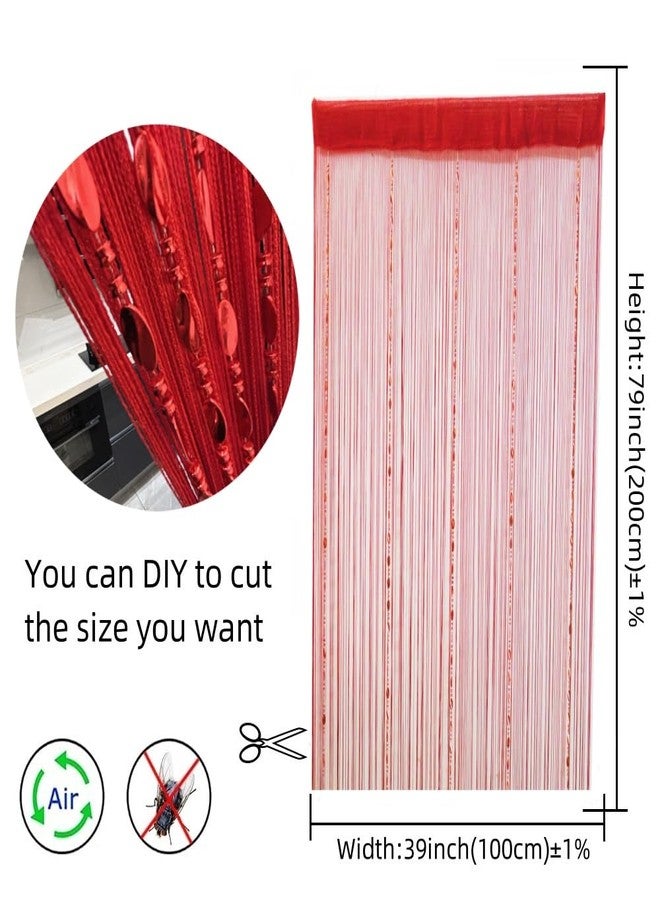 ave split 100cmX200cm Decorative Door String Curtain Beads Wall Panel Fringe Window Room Divider Blind for Wedding Coffee House Restaurant Parts Door Divider Beads Tassel Screen Decoration (red25) - Image 3