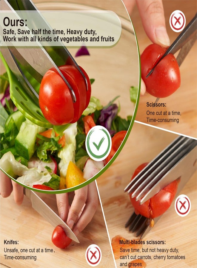 ALEXPHY Salad Scissors with Double Blades, Lettuce Chopper for Chopped Salad, Green - Image 3