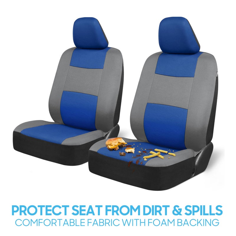 BDK PolyPro Car Seat Covers Full Set in Blue & Gray â€“ Front and Rear Split Bench Seat Covers for Cars, Easy to Install Car Seat Cover Set, Car Accessories for Auto Trucks Van SUV - Image 3